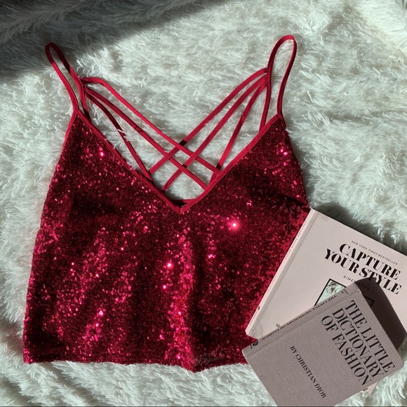 ❌SOLD❌/ Express X Olivia Culpo Sequin Top Sz S - Picture 9 of 14